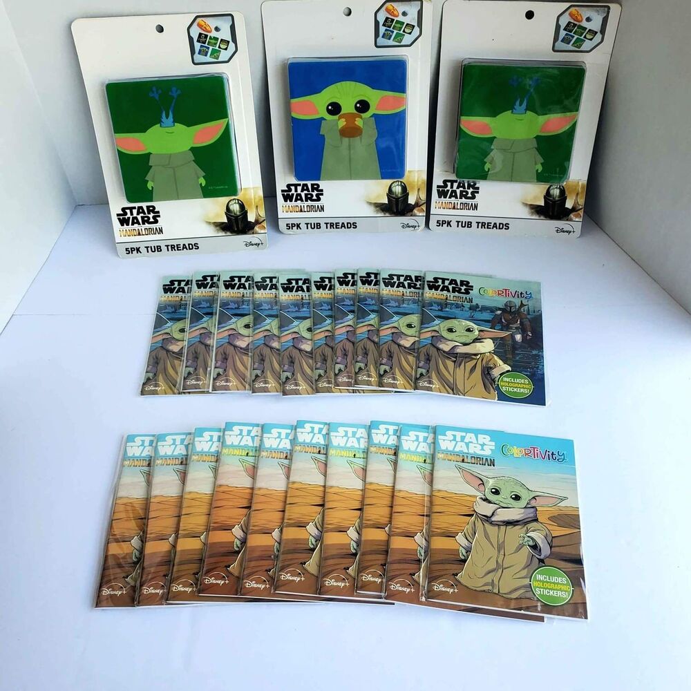 Mandalorian Baby Yoda Grogu Bath Treads and Sticker Activity Books New